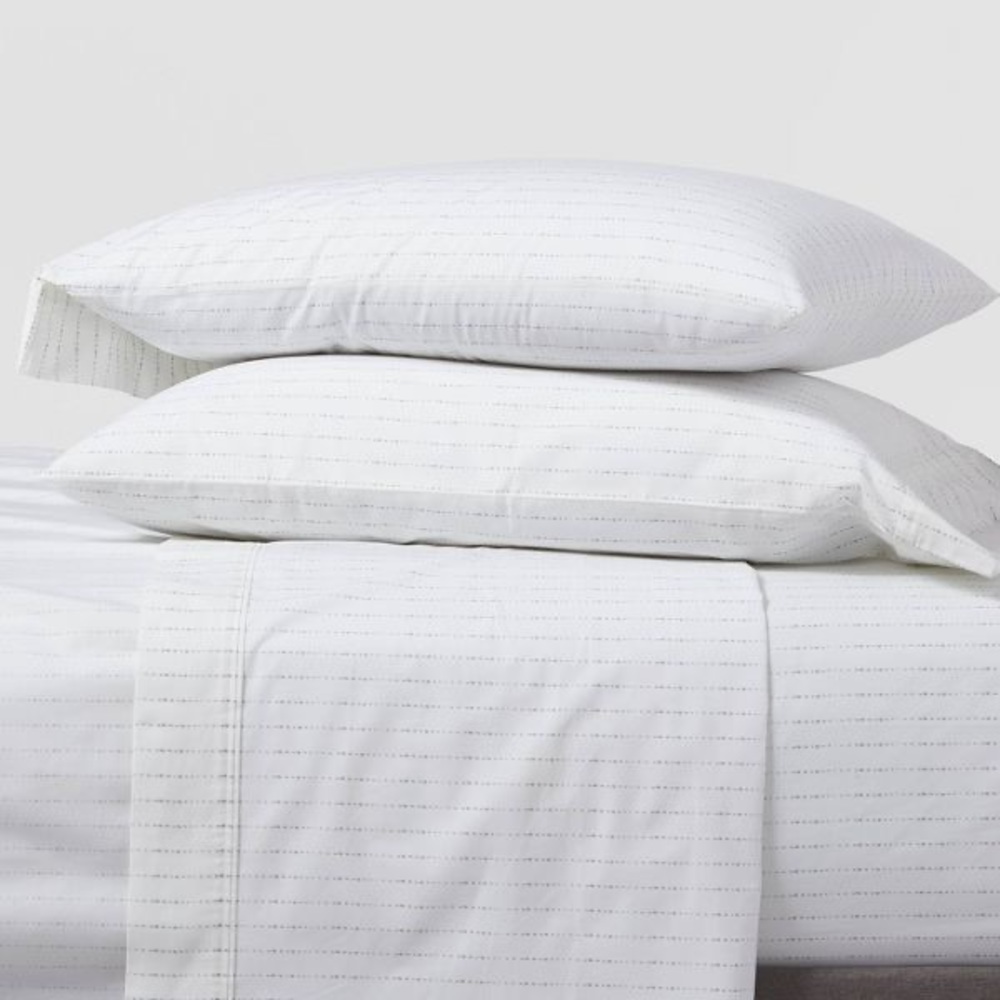 Threshold Duvet Set Full Queen Dot Stripe Gray Organic Cotton